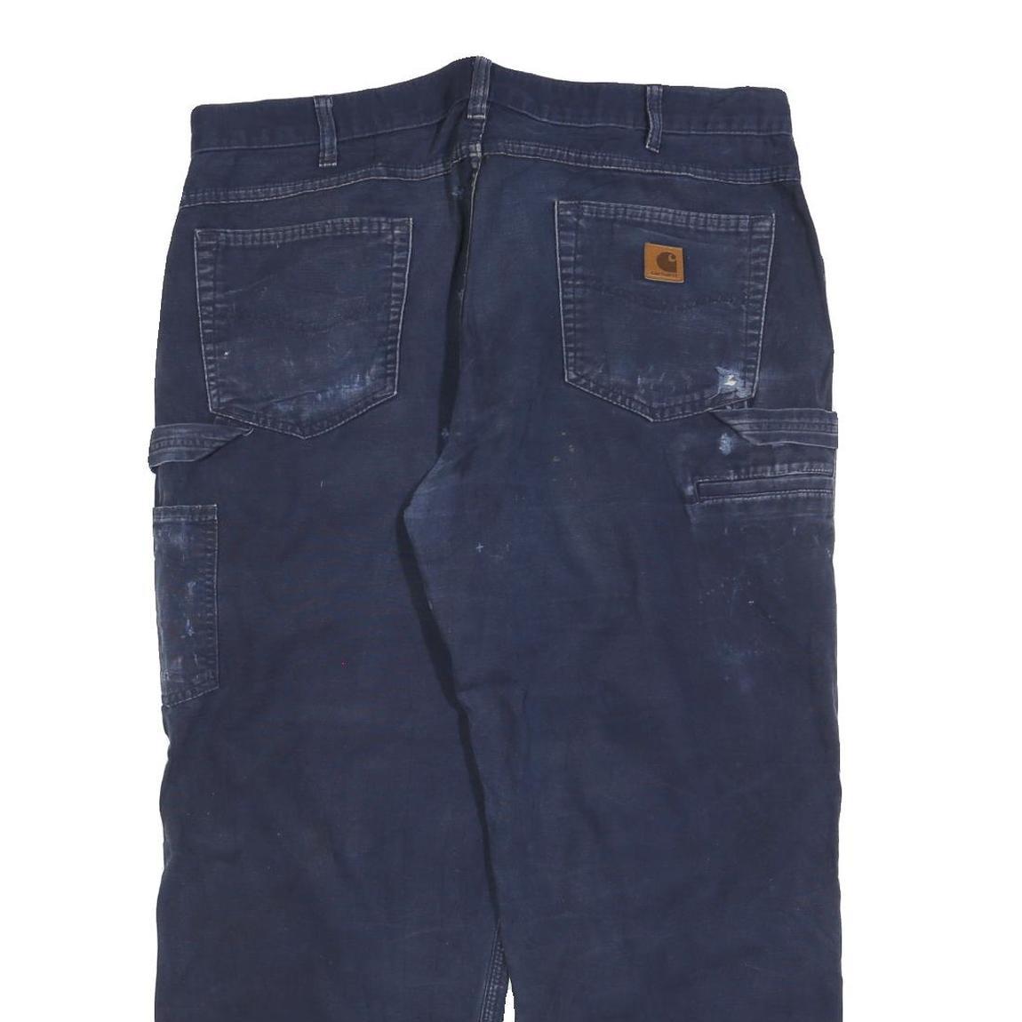 CARHARTT Mens Cotton Blend Blue Relaxed Straight Trousers W40 L30 Workwear