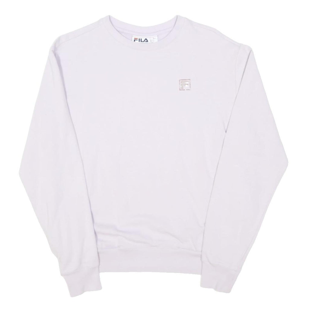 FILA Womens White Cotton Blend Crew Neck Sweatshirt S Logo S