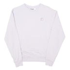 FILA Womens White Cotton Blend Crew Neck Sweatshirt S Logo S