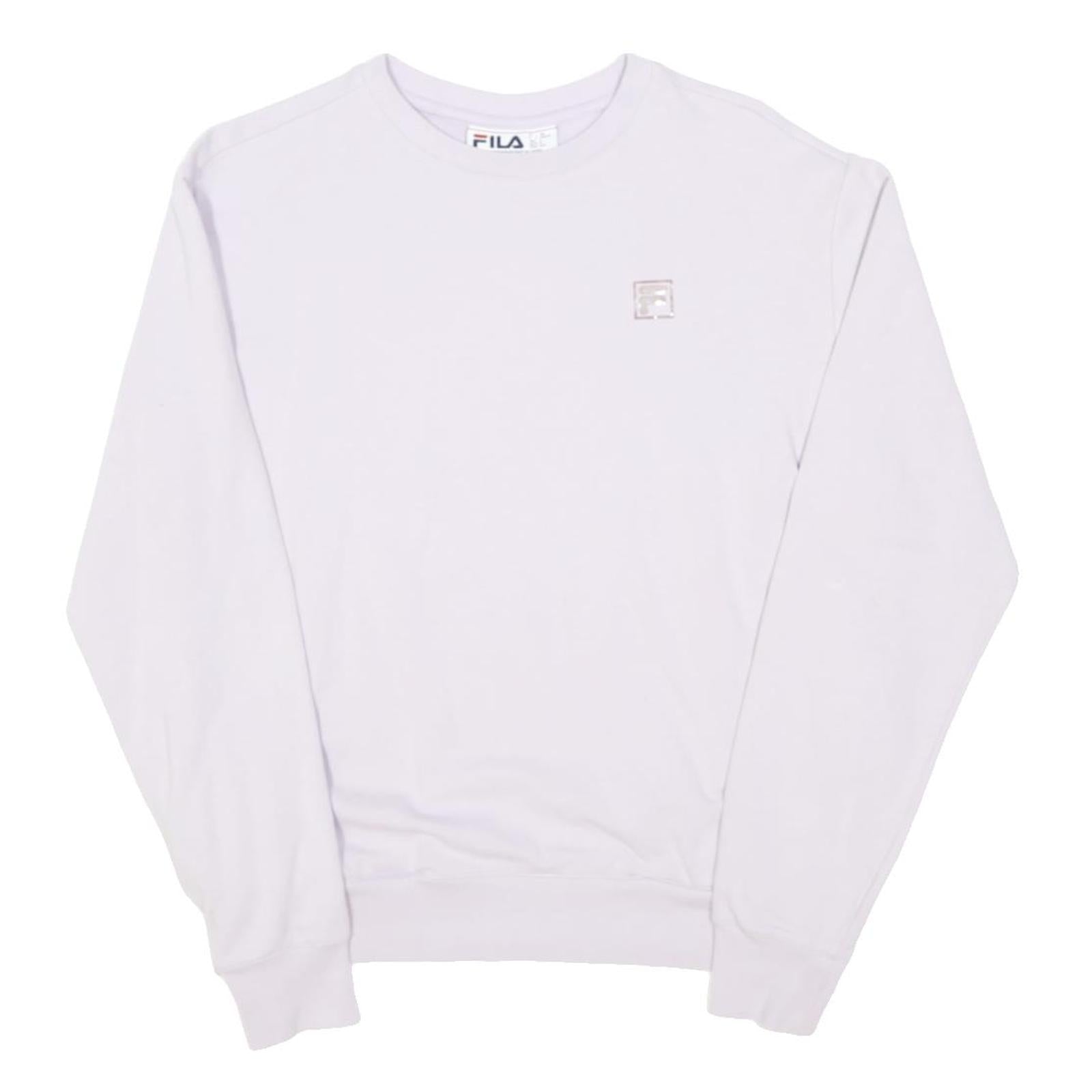 FILA Womens White Cotton Blend Crew Neck Sweatshirt S Logo S