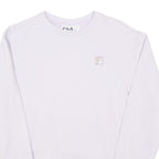 FILA Womens White Cotton Blend Crew Neck Sweatshirt S Logo S