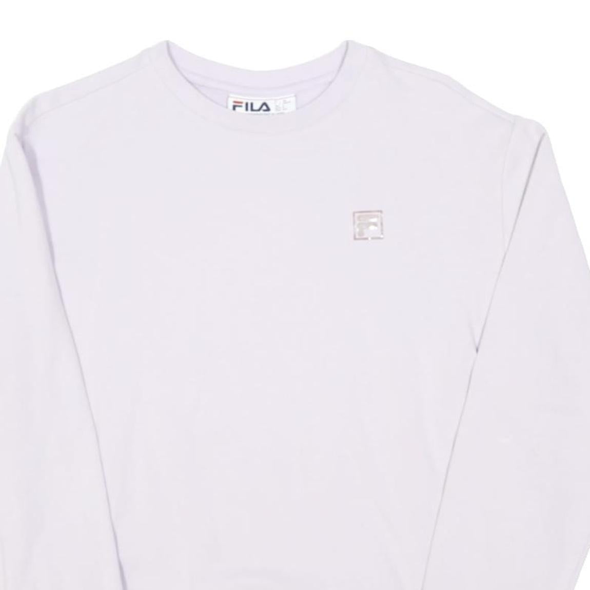 FILA Womens White Cotton Blend Crew Neck Sweatshirt S Logo S