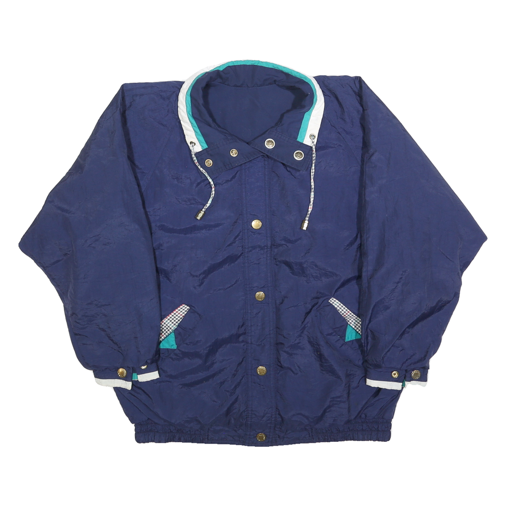 CURRENT SEEN Womens Navy & Turquoise Reversible Zip Jacket S Polyester Blend