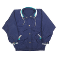 CURRENT SEEN Womens Navy & Turquoise Reversible Zip Jacket S Polyester Blend