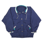 CURRENT SEEN Womens Navy & Turquoise Reversible Zip Jacket S Polyester Blend