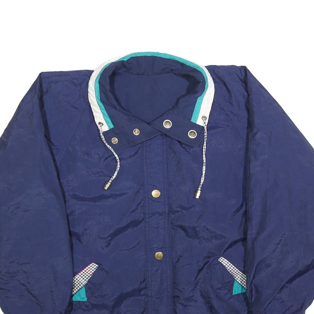 CURRENT SEEN Womens Navy & Turquoise Reversible Zip Jacket S Polyester Blend