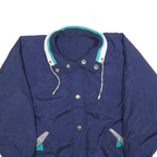 CURRENT SEEN Womens Navy & Turquoise Reversible Zip Jacket S Polyester Blend