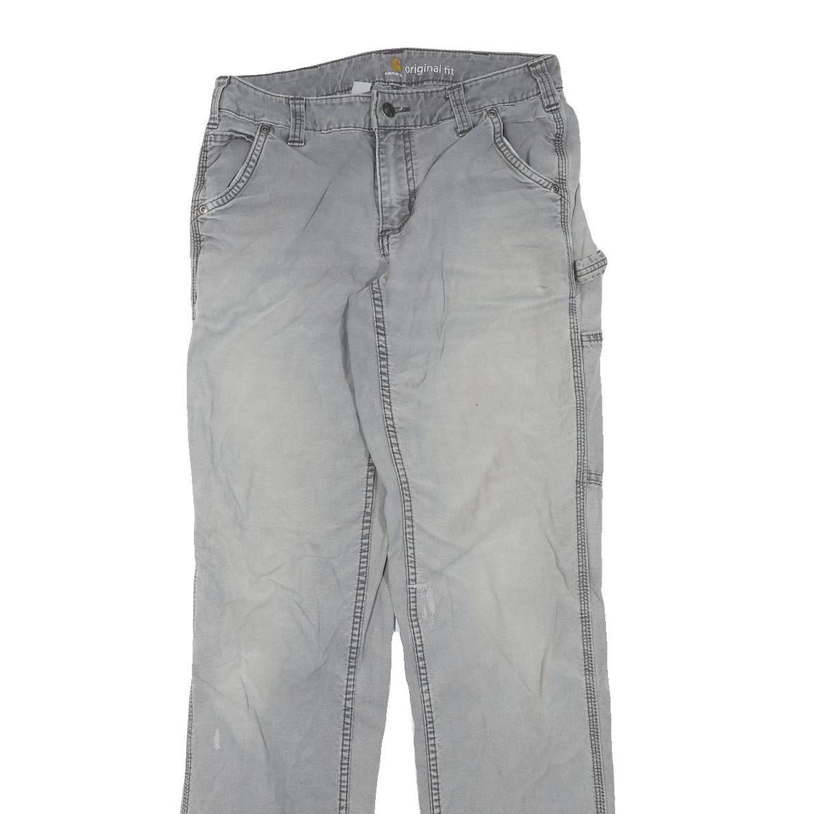 CARHARTT Womens Cotton Blend Grey Regular Straight Trousers W28 L33 Workwear