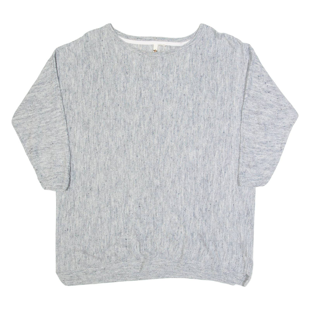 WHITE STUFF Womens Jumper Grey Tight Knit 3/4 Sleeve Linen UK 12