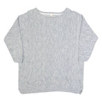 WHITE STUFF Womens Jumper Grey Tight Knit 3/4 Sleeve Linen UK 12