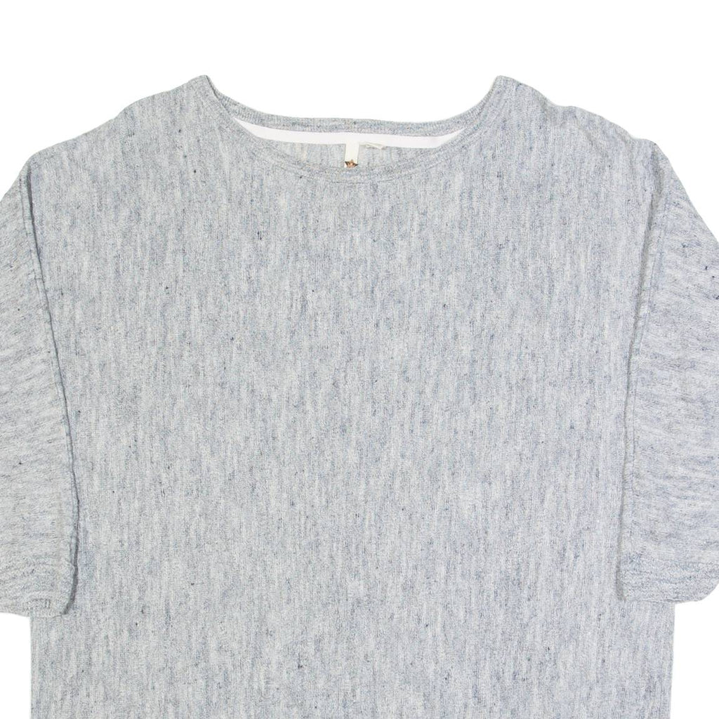 WHITE STUFF Womens Jumper Grey Tight Knit 3/4 Sleeve Linen UK 12