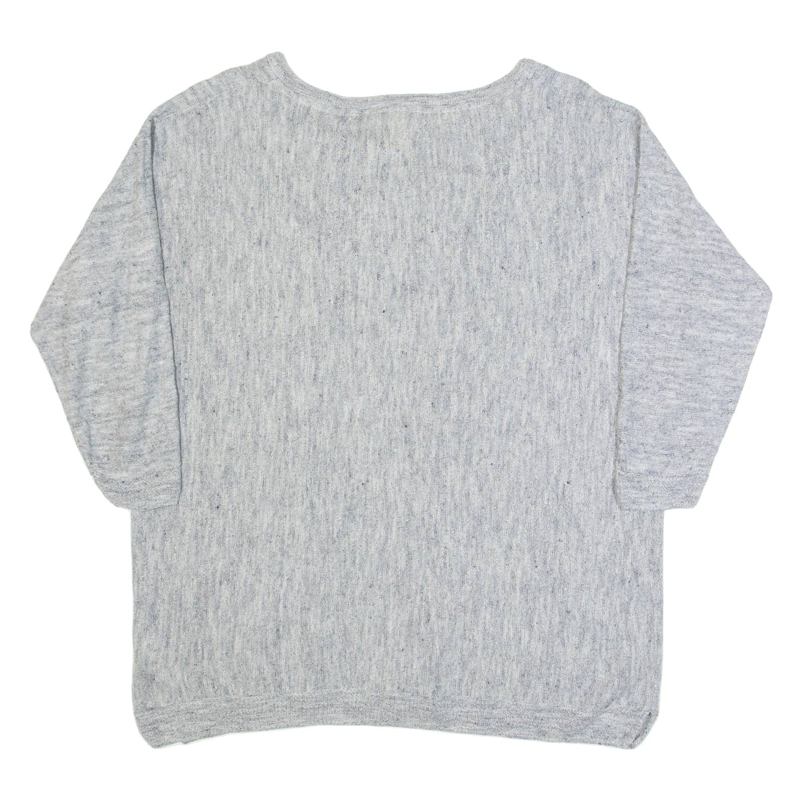 WHITE STUFF Womens Jumper Grey Tight Knit 3/4 Sleeve Linen UK 12