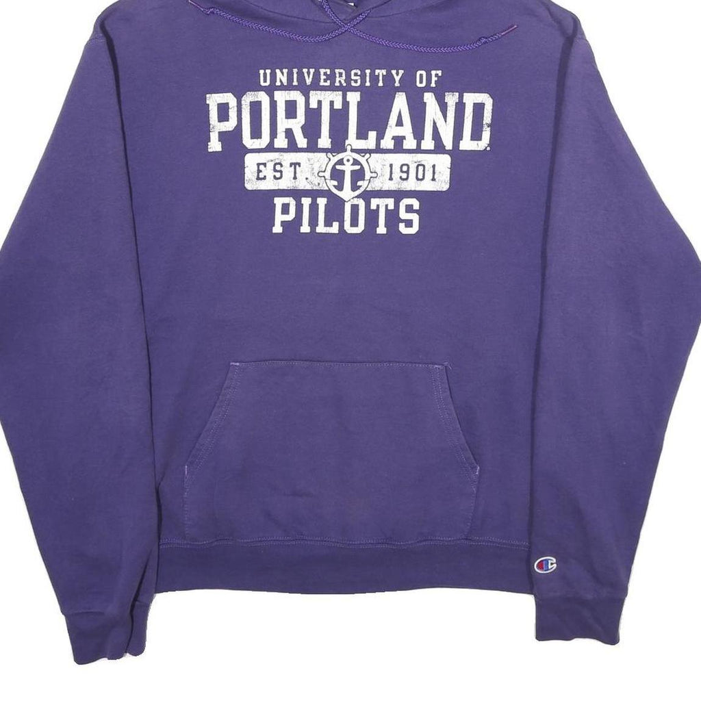 CHAMPION Mens Purple University Of Portland Pilots Pullover Hoodie L