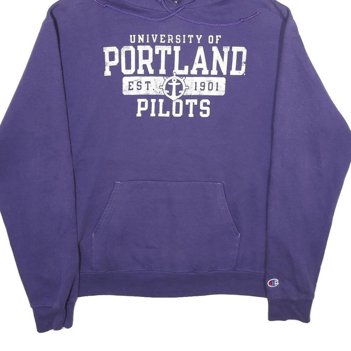CHAMPION Mens Purple University Of Portland Pilots Pullover Hoodie L