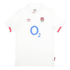 UMBRO Boys White Polo Shirt XL Rugby Rose Logo Short Sleeve Cotton