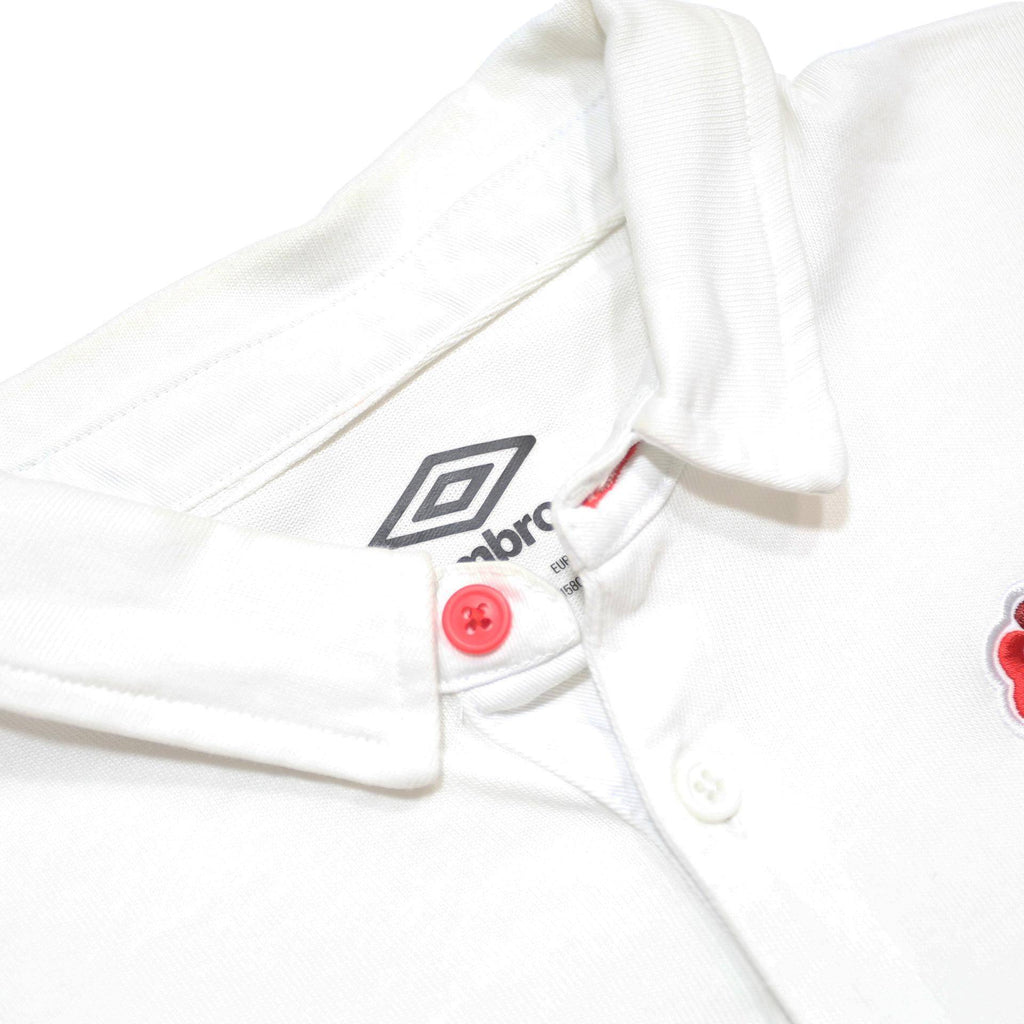 UMBRO Boys White Polo Shirt XL Rugby Rose Logo Short Sleeve Cotton