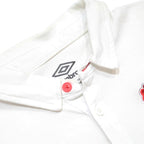 UMBRO Boys White Polo Shirt XL Rugby Rose Logo Short Sleeve Cotton
