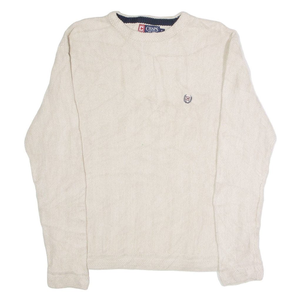 CHAPS Mens Jumper Beige Crew Neck Tight Knit M