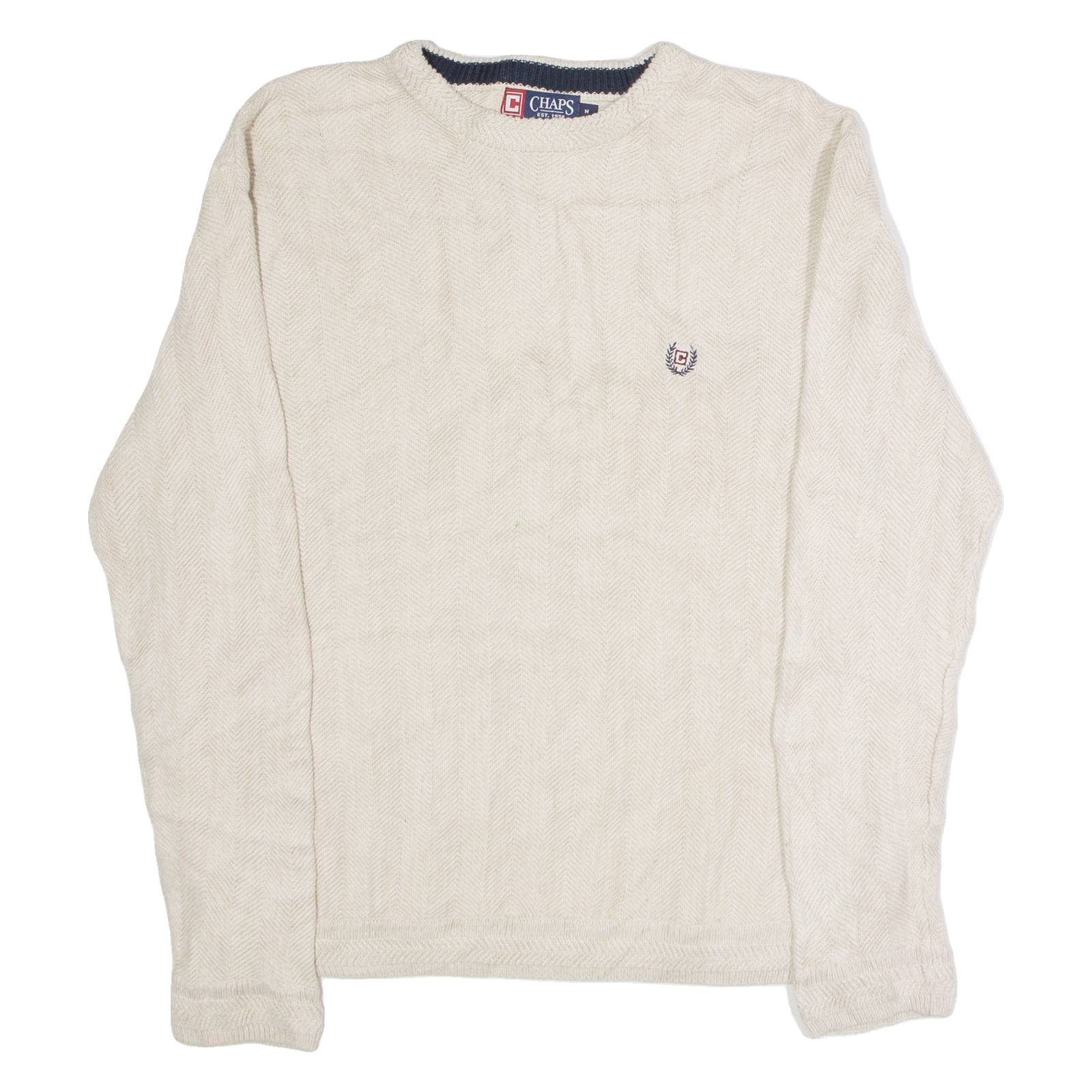 CHAPS Mens Jumper Beige Crew Neck Tight Knit M
