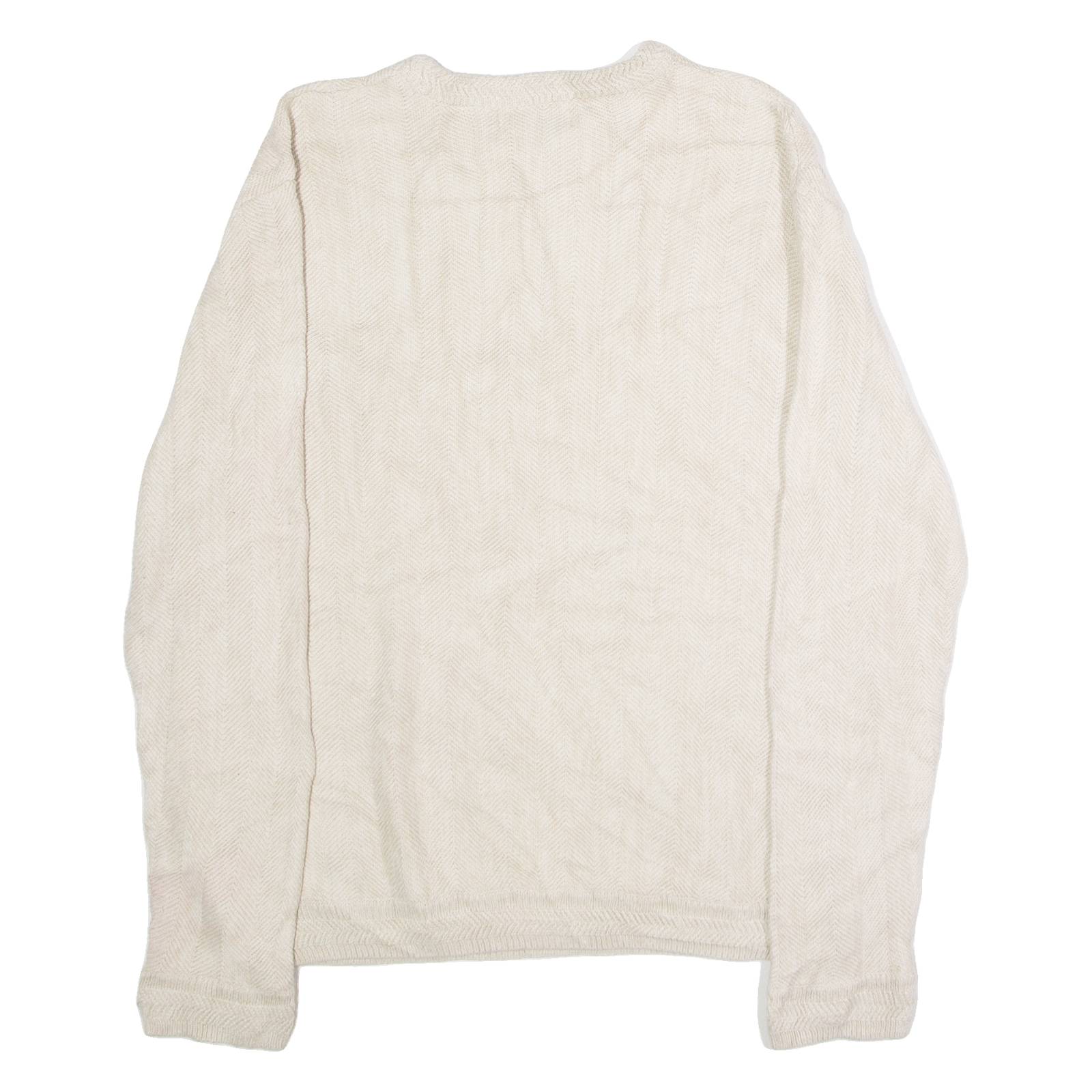 CHAPS Mens Jumper Beige Crew Neck Tight Knit M