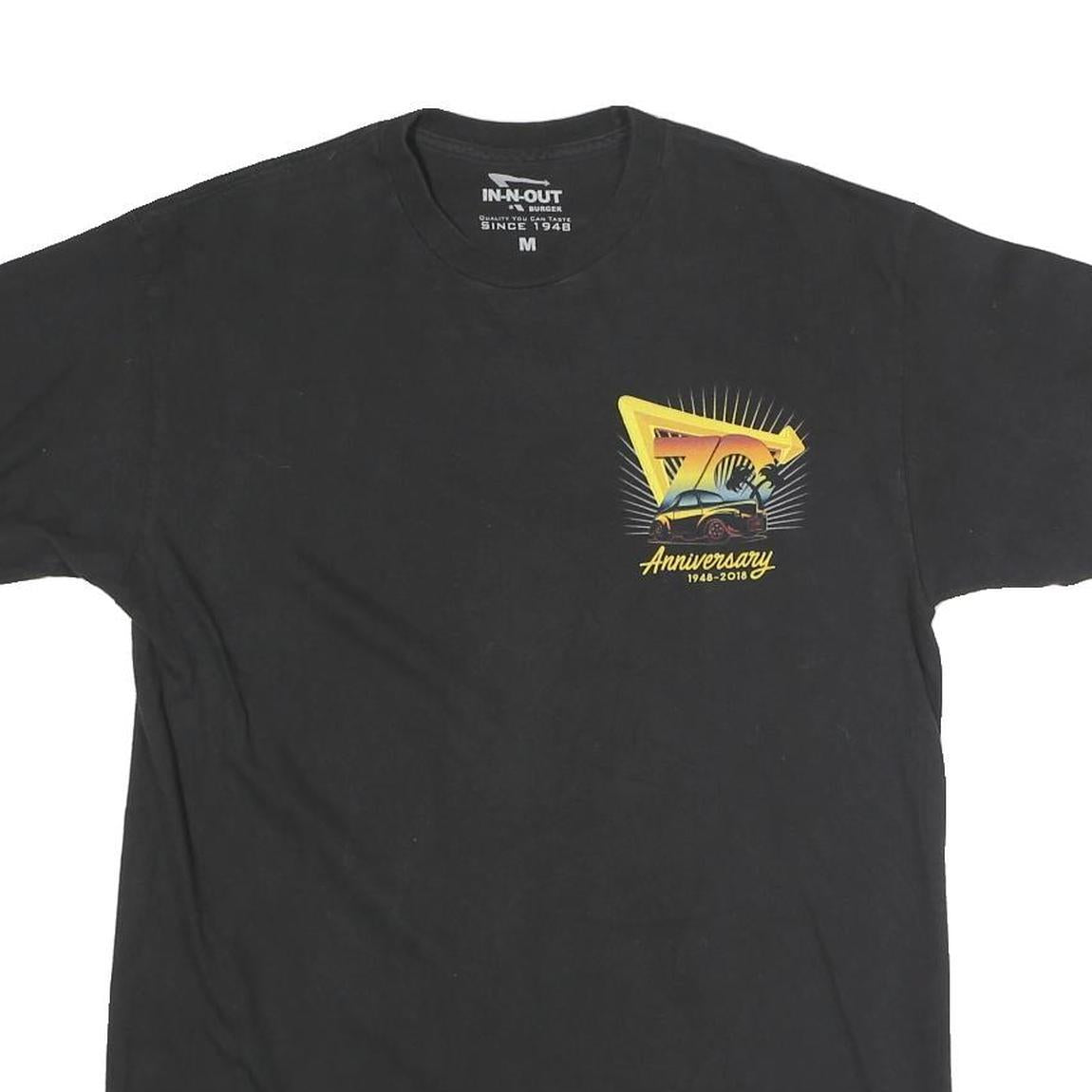 IN-N-OUT Mens Black Graphic T-Shirt M Short Sleeve Crew Neck 70th Anniversary