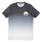 ELLESSE Mens Black & Grey Gradient Graphic T-Shirt M Short Sleeve Round Neck