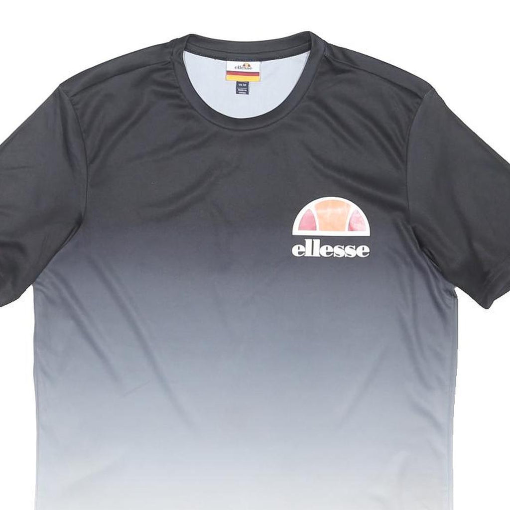 ELLESSE Mens Black & Grey Gradient Graphic T-Shirt M Short Sleeve Round Neck