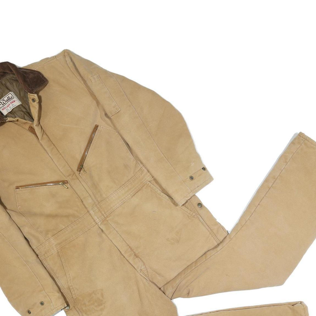 WALLS Mens Beige Relaxed Cotton Blend Dungarees M W36 L27 Workwear Zippered