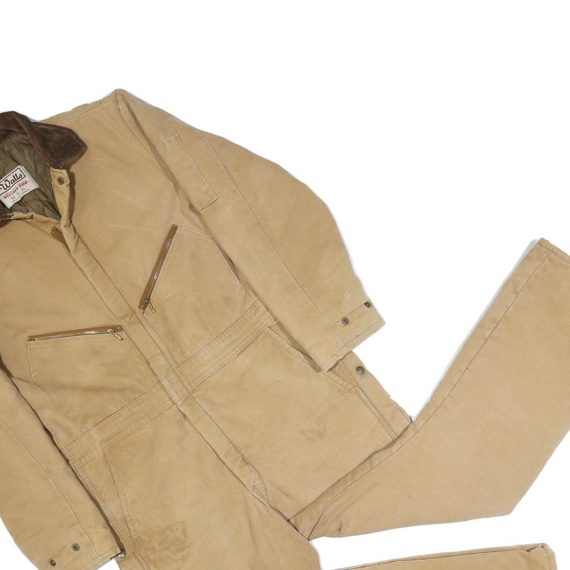 WALLS Mens Beige Relaxed Cotton Blend Dungarees M W36 L27 Workwear Zippered