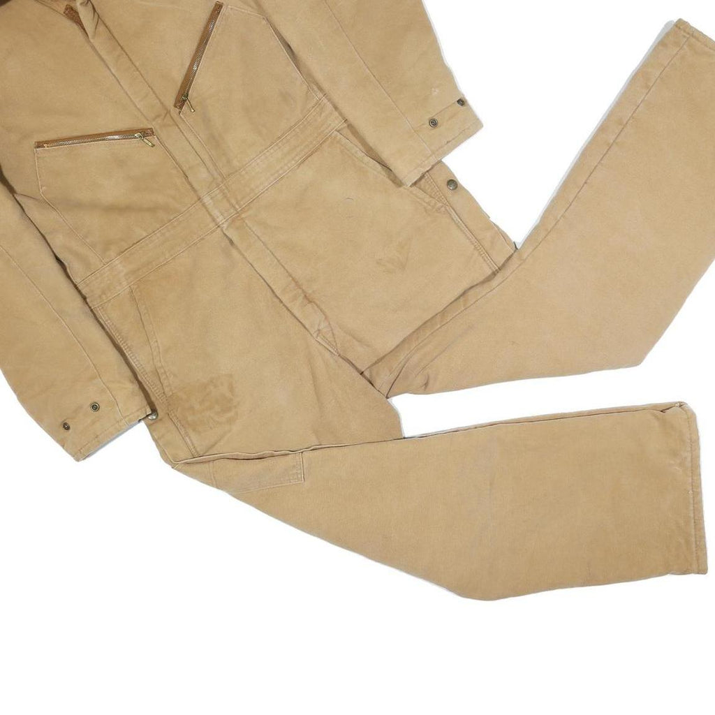 WALLS Mens Beige Relaxed Cotton Blend Dungarees M W36 L27 Workwear Zippered