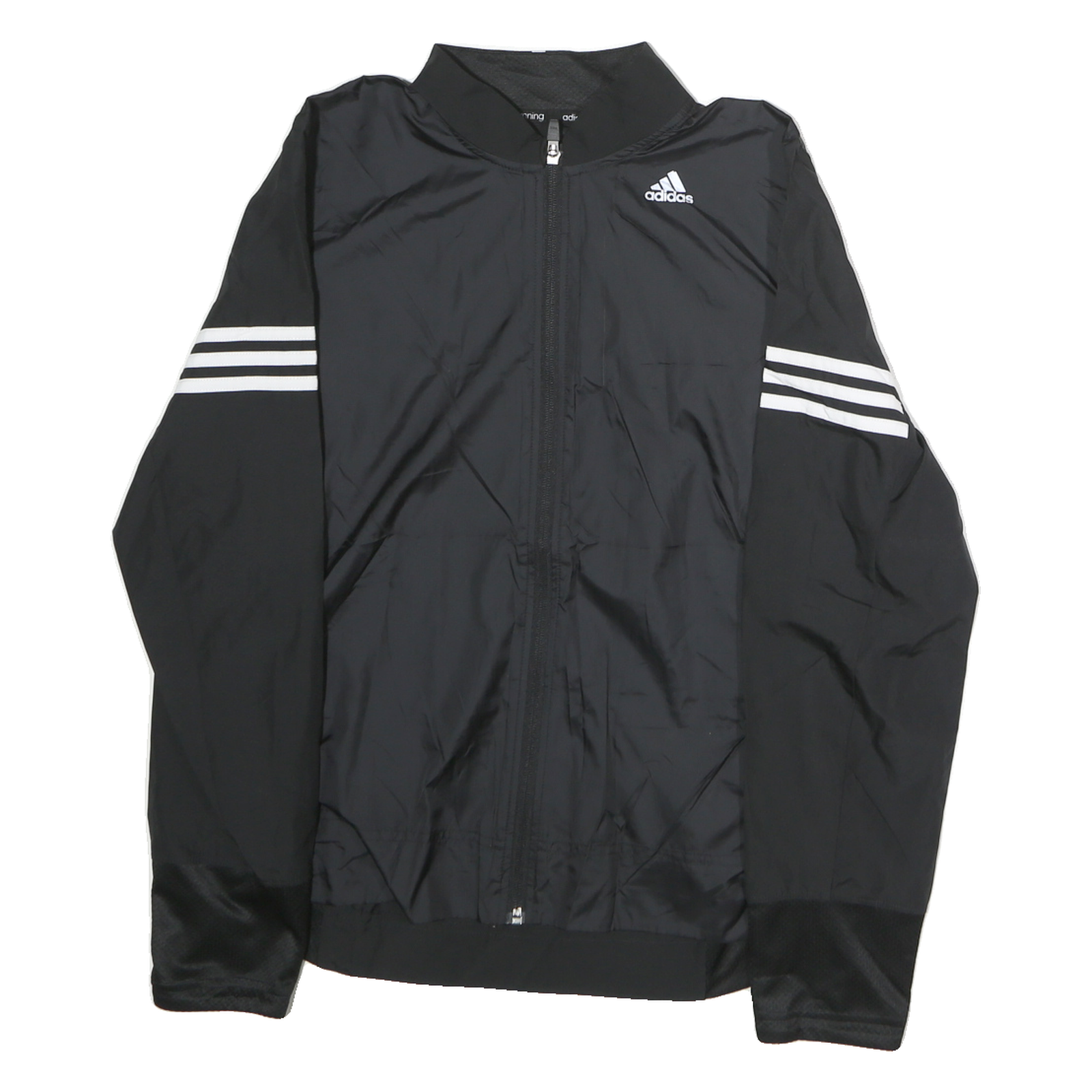 ADIDAS Mens Black Athletic Jacket M Polyester Zip Plain Sportswear