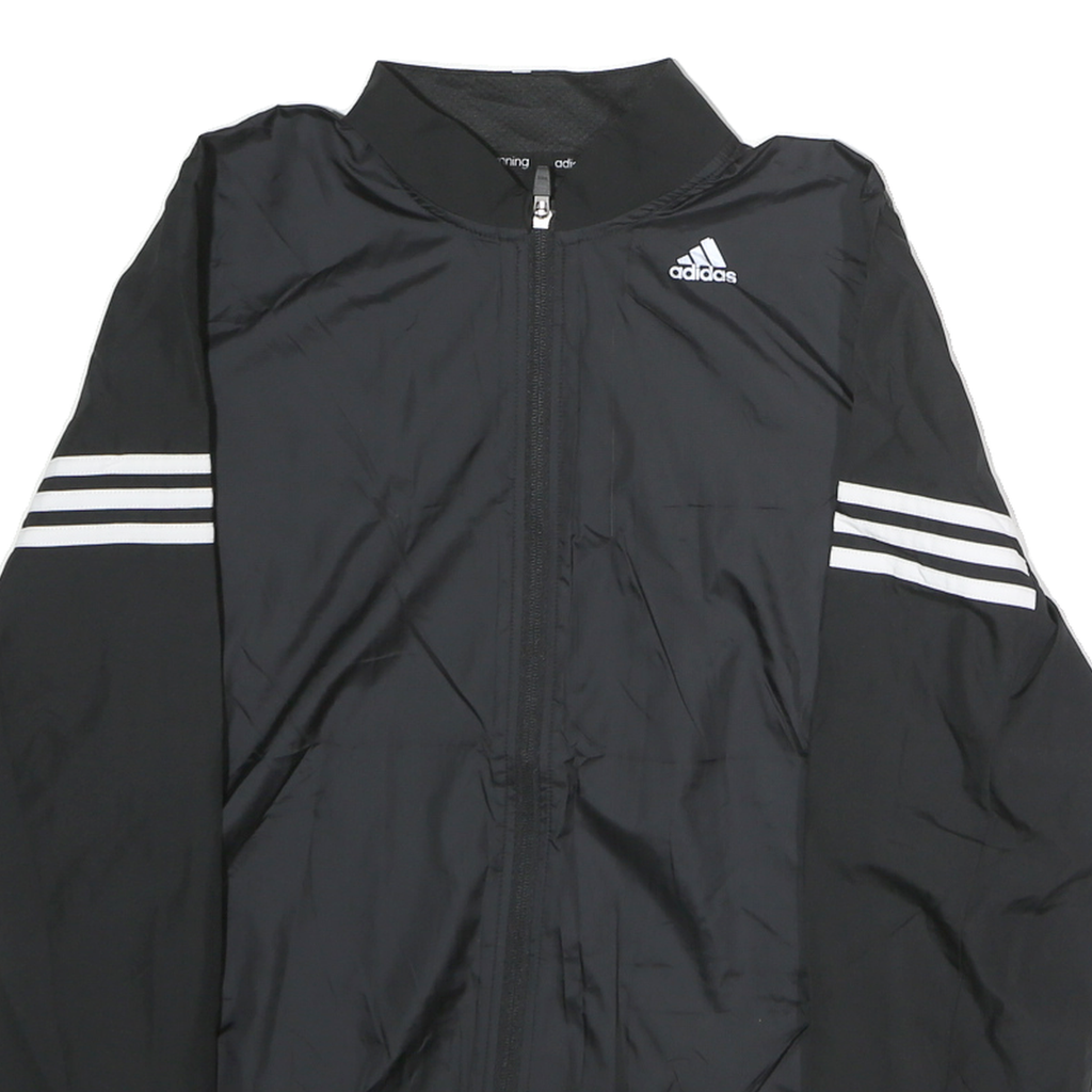 ADIDAS Mens Black Athletic Jacket M Polyester Zip Plain Sportswear