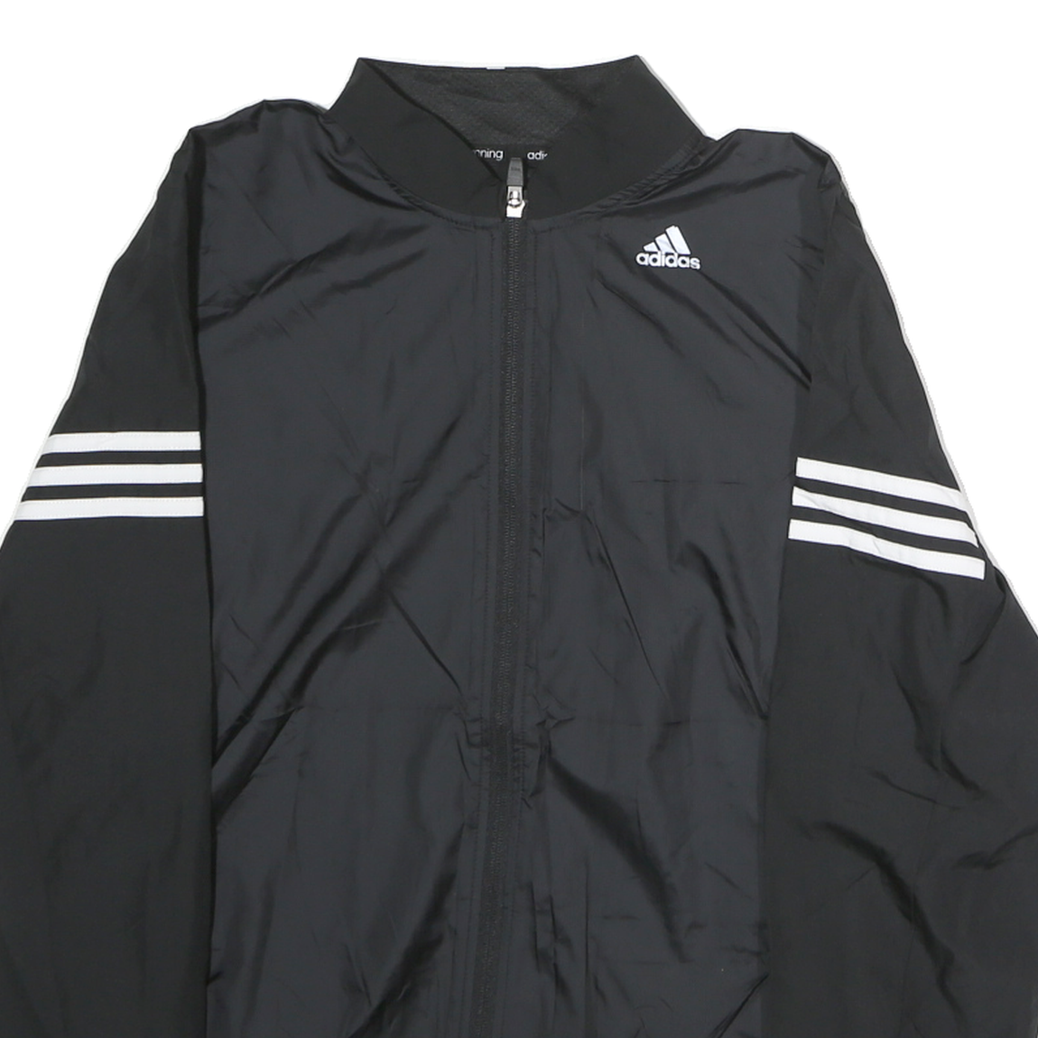 ADIDAS Mens Black Athletic Jacket M Polyester Zip Plain Sportswear