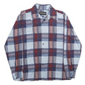 JOHNNY MILLER Mens Blue & Red Check Shirt L Vintage Polyester Blend Button Long