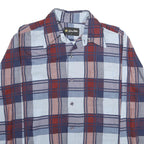 JOHNNY MILLER Mens Blue & Red Check Shirt L Vintage Polyester Blend Button Long