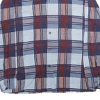 JOHNNY MILLER Mens Blue & Red Check Shirt L Vintage Polyester Blend Button Long