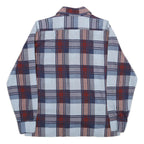 JOHNNY MILLER Mens Blue & Red Check Shirt L Vintage Polyester Blend Button Long