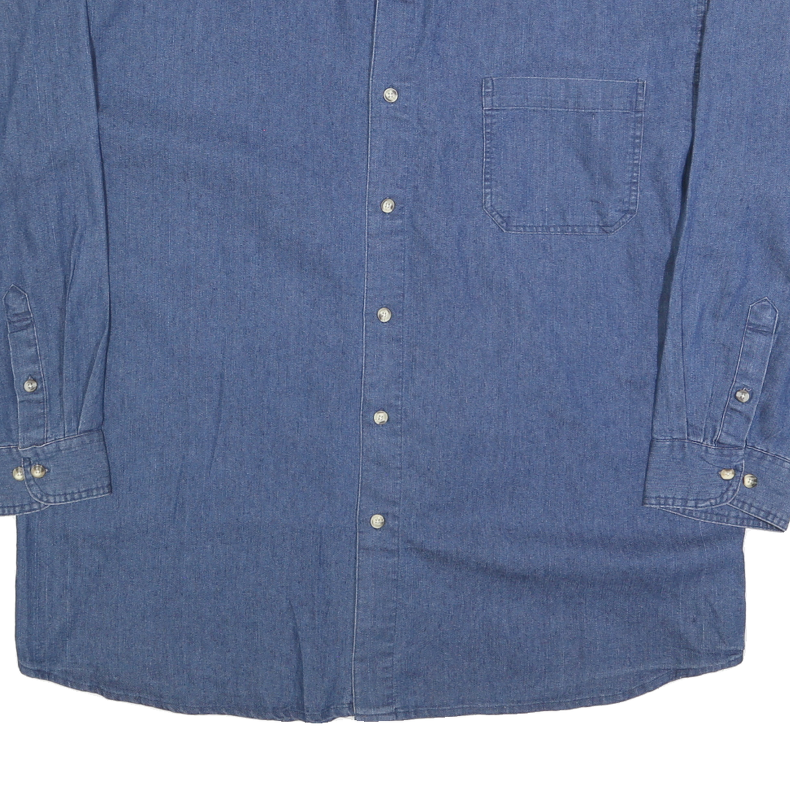KEY Womens Blue Denim Shirt 2XL Button Front Casual Cotton Blend
