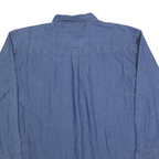 KEY Womens Blue Denim Shirt 2XL Button Front Casual Cotton Blend