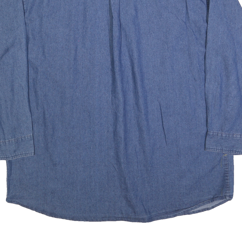 KEY Womens Blue Denim Shirt 2XL Button Front Casual Cotton Blend