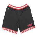 NBA Mens Black Casual Sports Shorts M W30 Red & White Striped Trim Basketball