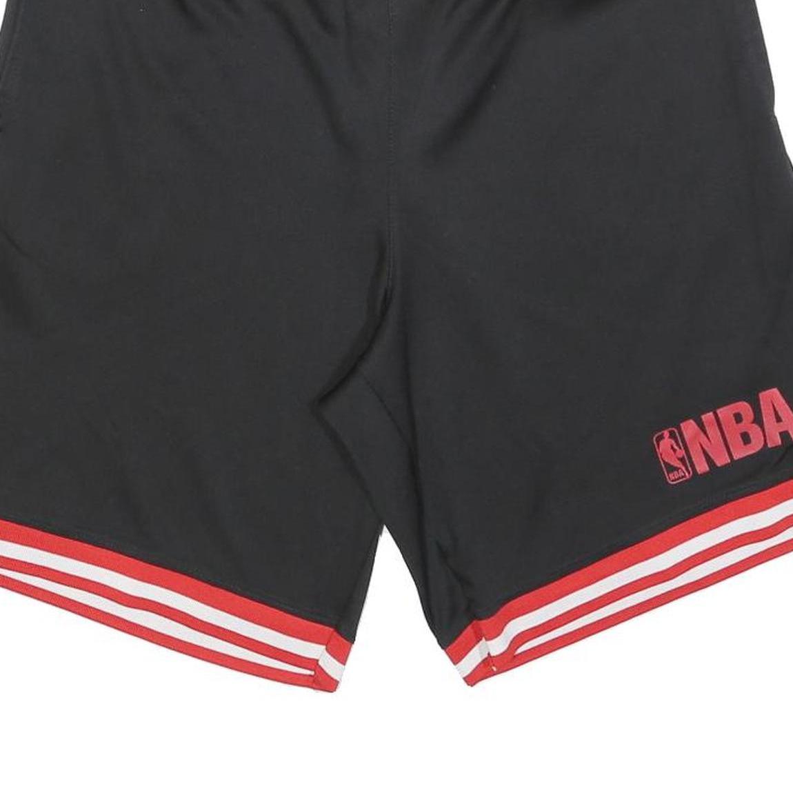 NBA Mens Black Casual Sports Shorts M W30 Red & White Striped Trim Basketball