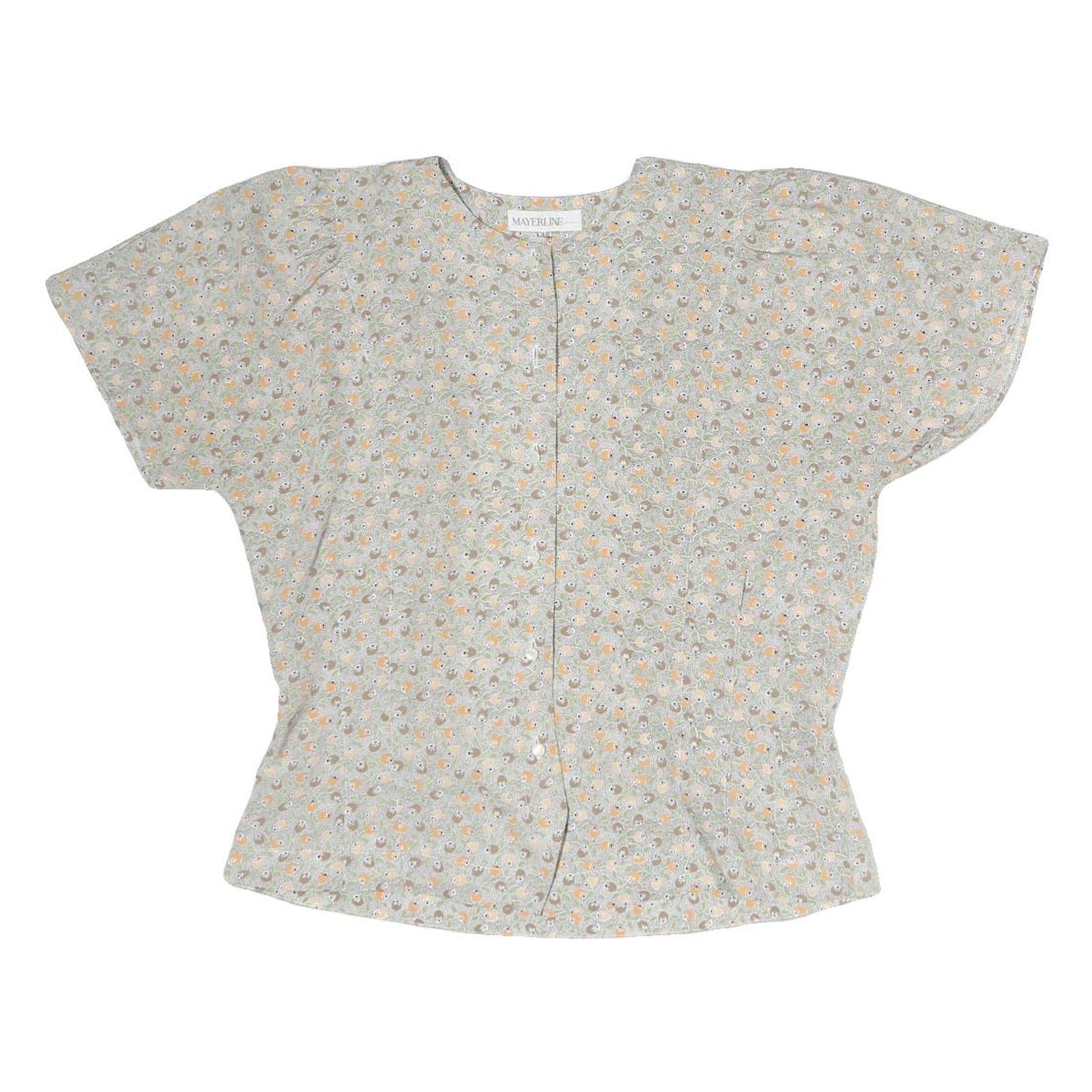 MAYERLINE Womens Grey Printed Short Sleeve Round Neck Top M Lightweight