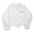 CHAMPION Womens White Polyester Blend Button Jacket L Plain L Logo