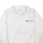 CHAMPION Womens White Polyester Blend Button Jacket L Plain L Logo