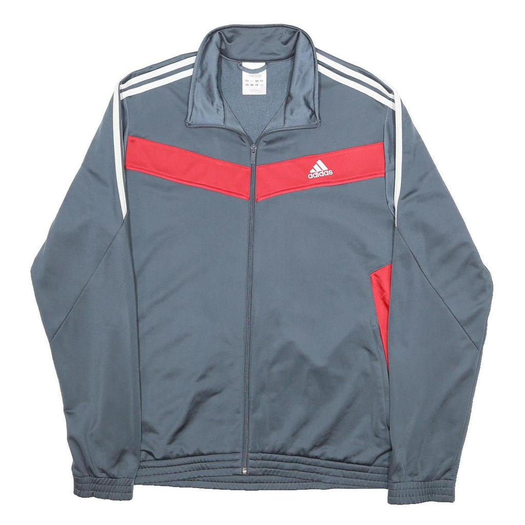 ADIDAS Mens Grey & Red Track Jacket L Polyester Zip Athletic Style