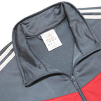 ADIDAS Mens Grey & Red Track Jacket L Polyester Zip Athletic Style