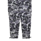 KARL KANI Mens Polyester Blend Slim Grey Camouflage Trousers W32 L30 Cargo Zip