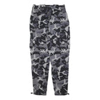 KARL KANI Mens Polyester Blend Slim Grey Camouflage Trousers W32 L30 Cargo Zip