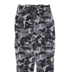 KARL KANI Mens Polyester Blend Slim Grey Camouflage Trousers W32 L30 Cargo Zip